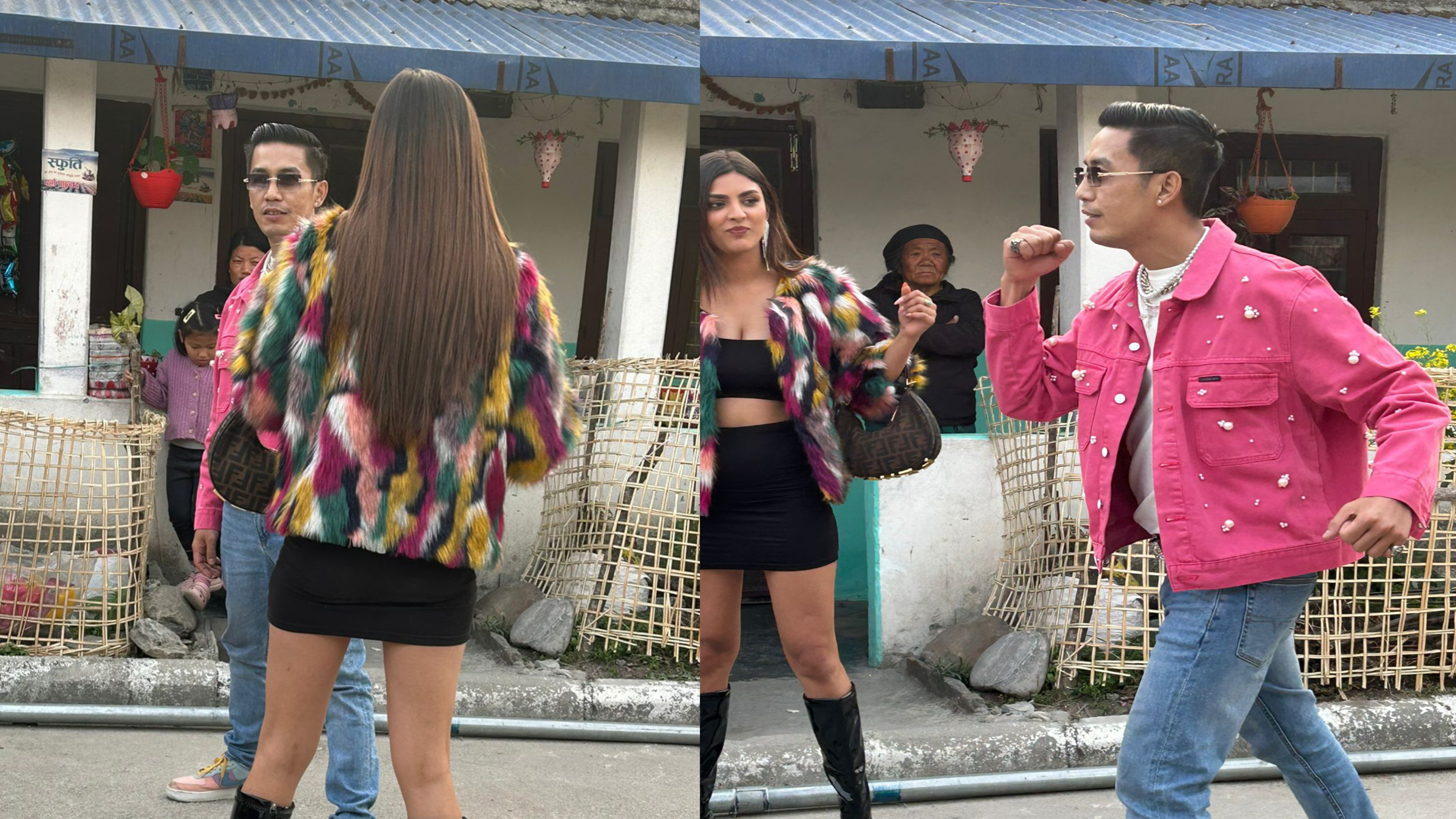 Ashish Rana Or Lahure at the Shooting of the Song in Simpani