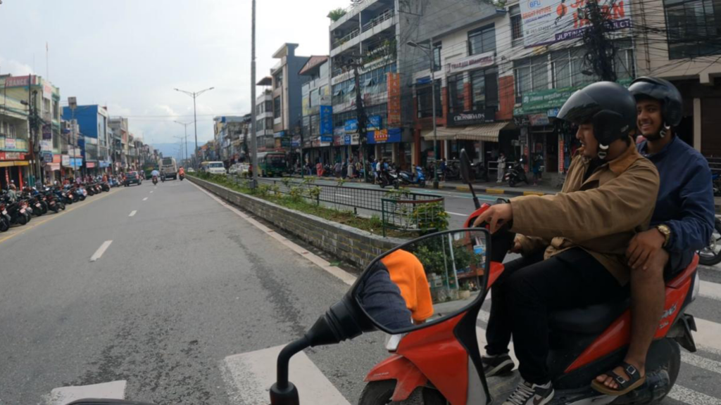 Scooter Cross On Zero Crossing Line With Overtake In Pokhara