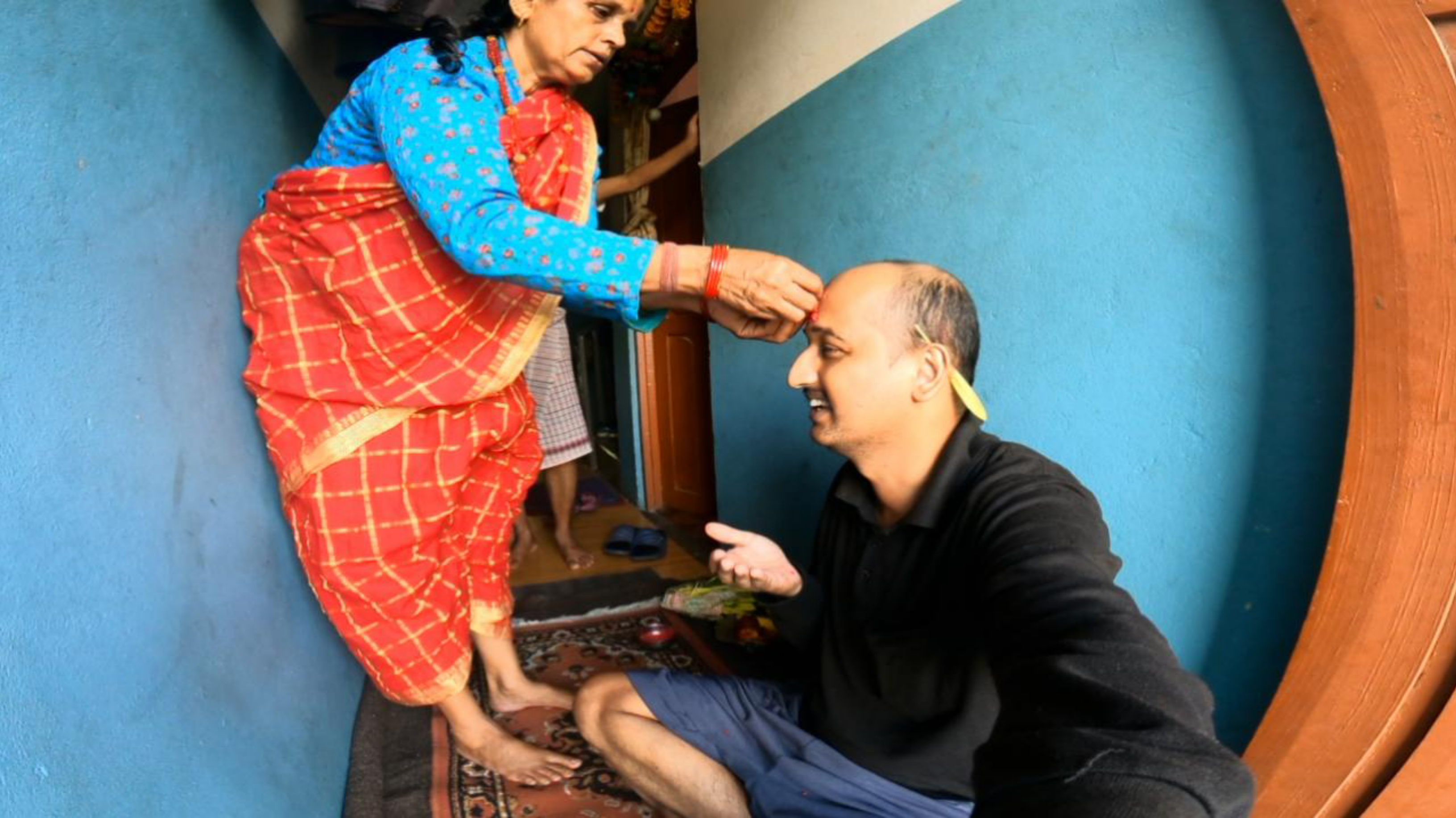 My Mother Putting Tika With Me On Dashain 2081