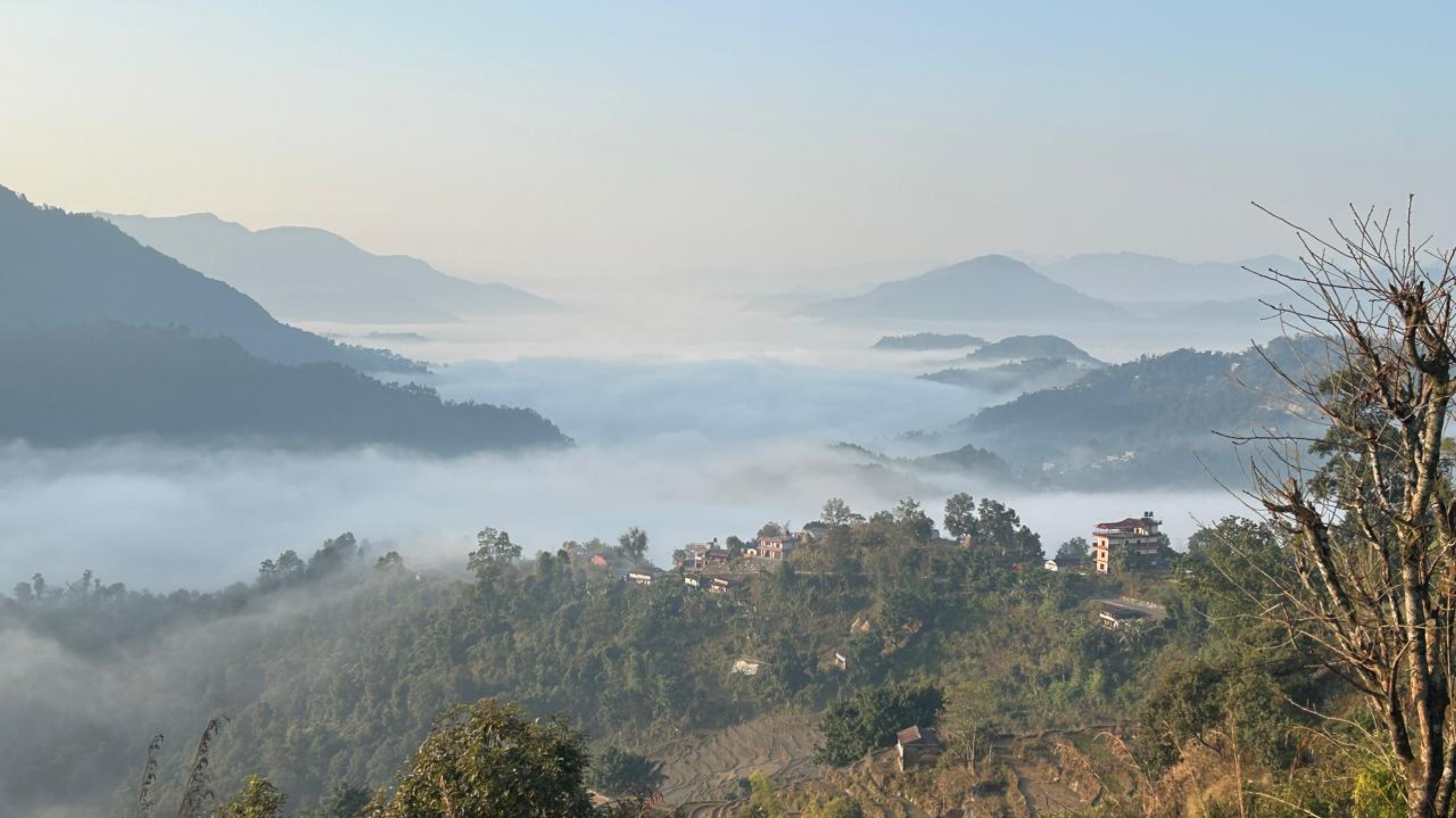 Morning Foggy Weather Landscape Happens Near Rupa Lake In Pokhara