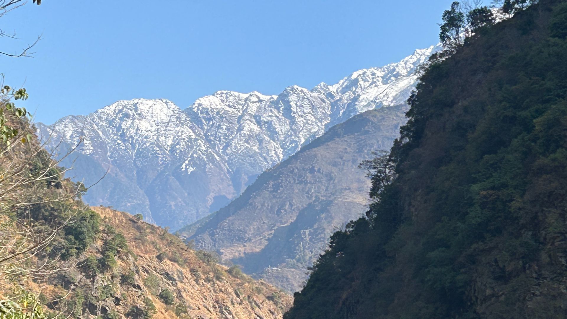 There Is Snow In The Mountains In Manang
