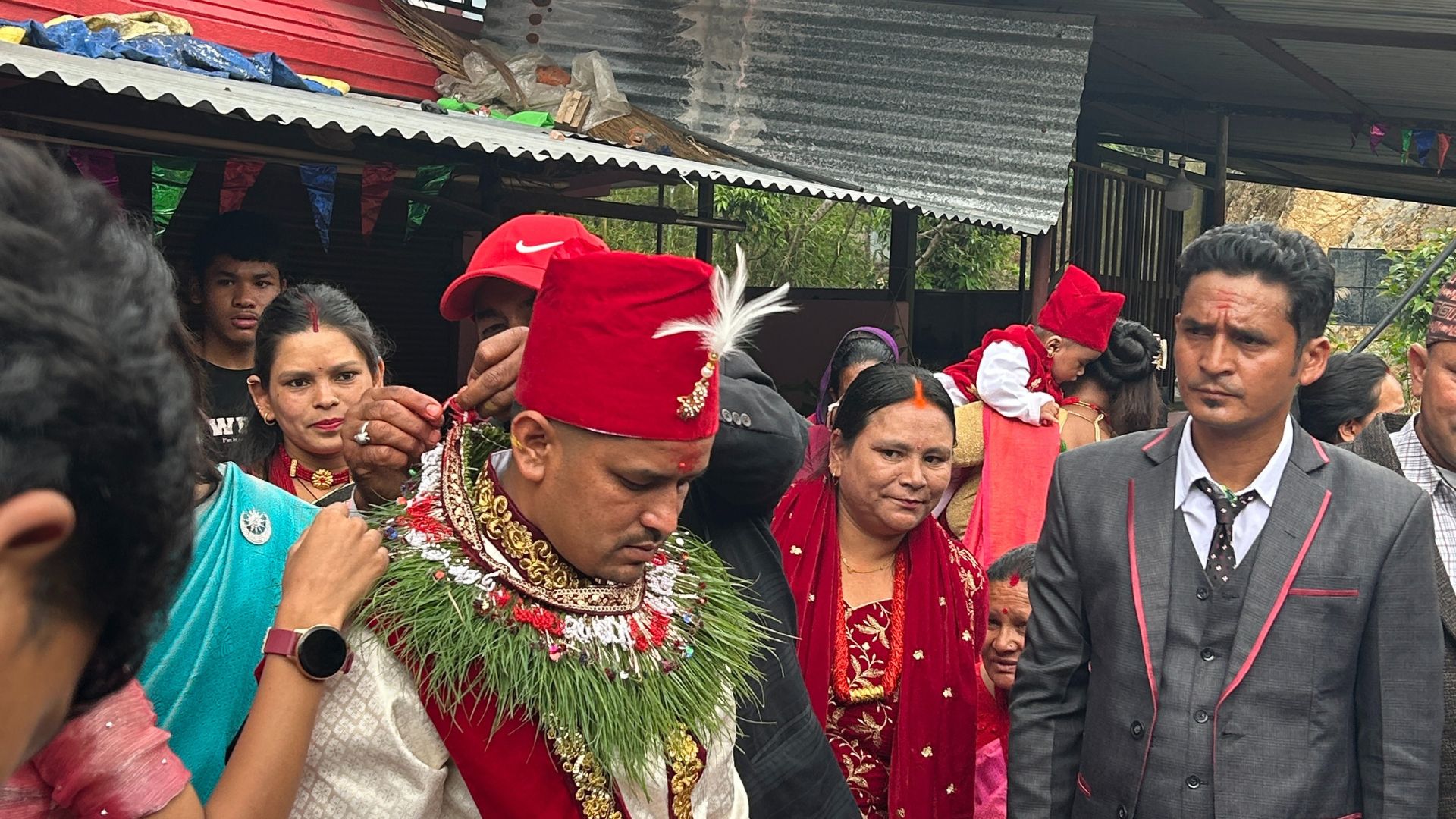 Garlanding The Groom In The Weeding 