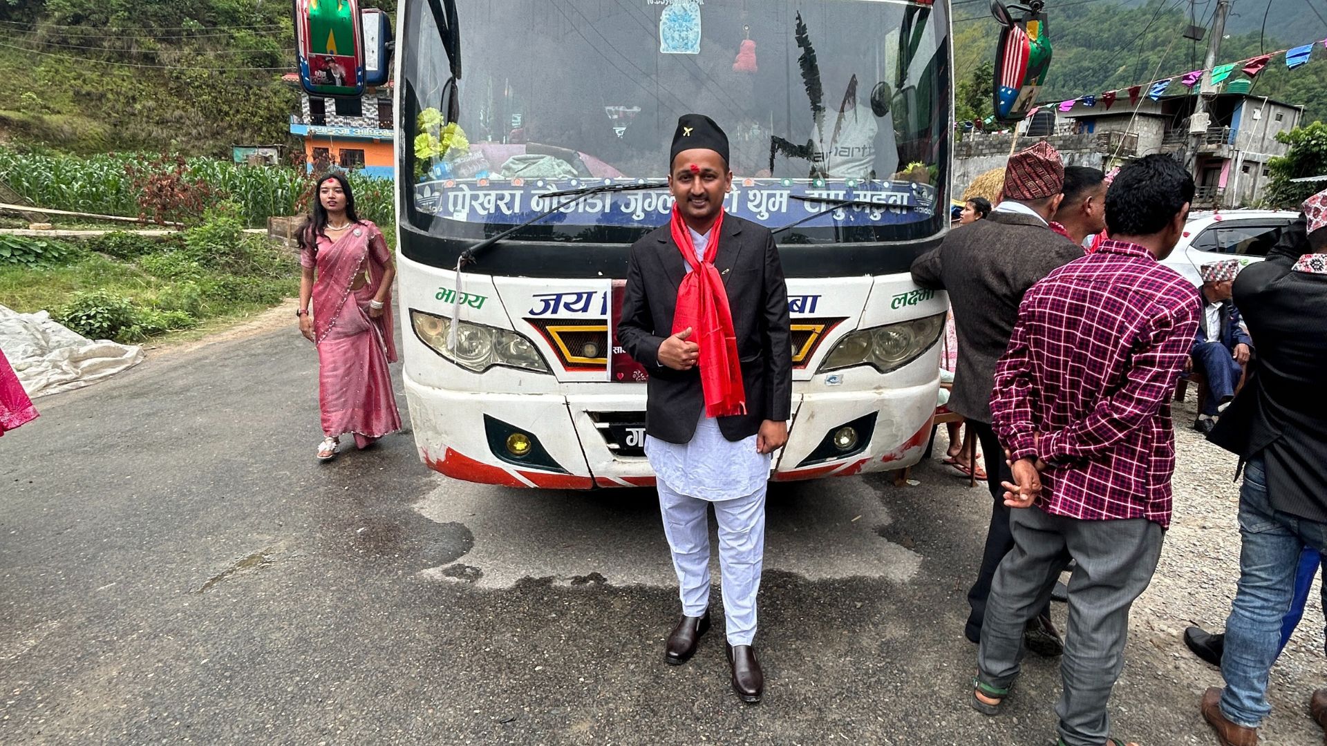 Getting Ready On The Bus To Go To The Wedding Party