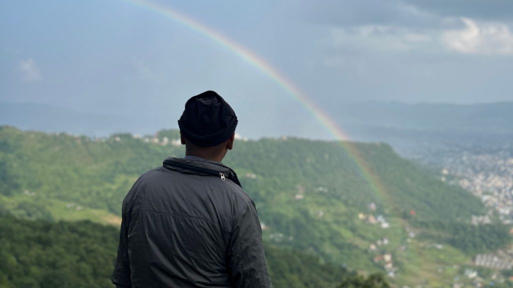 A Rainbow Was Seen In Pokhara In The Afternoon