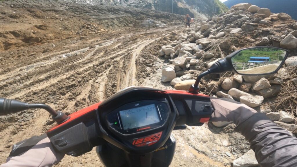 Road Damage On Madi River Bridge Area In Kaski